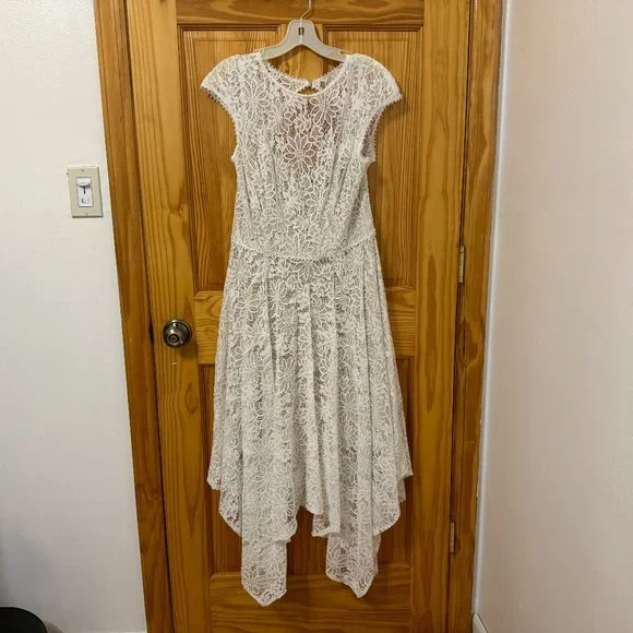 David's Bridal Cream Lace Wedding Dress - Picture 4 of 6